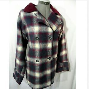 CRAZY HORSE by Liz Wool Peacoat S Wine Blue jacket